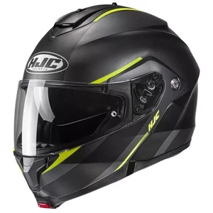 HJC C91 TERO YELLOW MATT BLACK FLIP UP FRONT MODULAR MOTORCYCLE HELMET - Picture 1 of 2