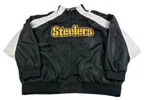 Vintage NFL Pittsburgh Steelers Jacket Mens Size 4XL Full Zip Windbreaker Black - Picture 1 of 7