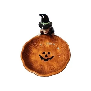 Witch Halloween Candy Dish Bowl 1998 Debbie Mumm SAKURA - Hand Painted. Read des - Picture 1 of 7