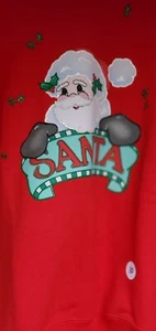  Winter Christmas Holiday Youth L crewneck Heavyweight sweatshirt Santa - Picture 1 of 1