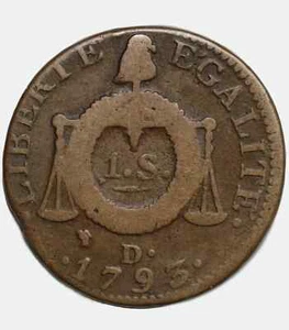 F Frankreich 1 Sol 1793 D° (Dijon) Bronzemünze Revolution Ära Münze - Bild 1 von 3