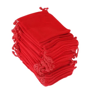 50X Velvet Drawstring Velour Gift Pouches Ring Jewelry Bag Wedding Favors Red - Picture 1 of 12