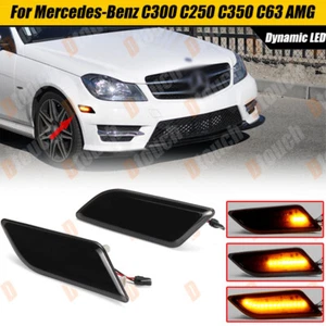 Dynamic LED Side Marker Light Smoked For 12-14 Mercedes-Benz W204 C300 C350 C250 - Picture 1 of 8