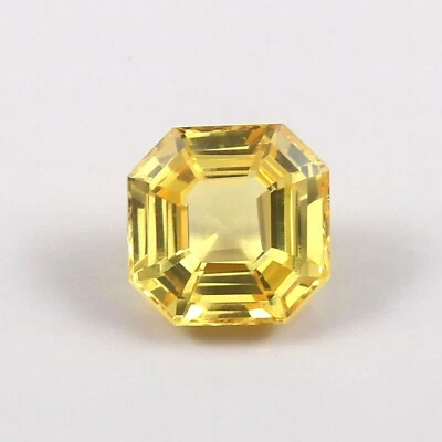 AAA 13.00 CT Natural Flawless Ceylon Yellow Sapphire Loose Asscher Cut Gemstone - Image 1 of 4
