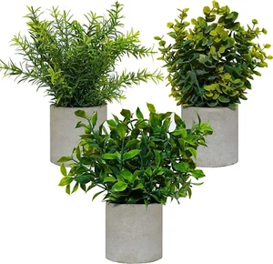 SET OF 3 ARTIFICIAL PLANTS IN POTS WITH BOHEMIAN STYLE FAKE POTTED PLANTS - Picture 1 of 8