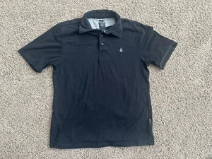CAMISETA VOLCOM Niño Talla Grande Negra Manga Corta Polo 1/4 Botón - Imagen 1 de 3