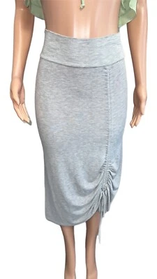 Pleinone USA XS Grey Drawstring Parachute Midi Skirt Fitted High Waist Casual - Image 1 of 2