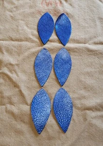 Blue Leather Earring Blanks - Picture 1 of 2
