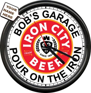 Personalized Iron City Beer Garage Man Cave Brewery Pittsburgh Sign Wall Clock - Picture 1 of 1