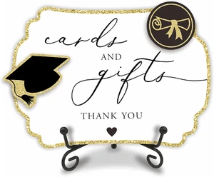 Grad Party Wooden Table Sign - Cards & Gifts Thank You - Buffet Sign, Treat Sign - Picture 1 of 12