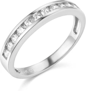 1 Ct Created Diamond 14K White Gold Engagement Wedding Anniversary Band Ring - Picture 1 of 3