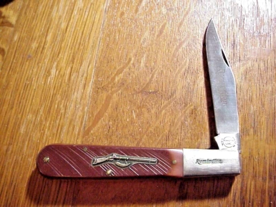 REMINGTON MUSKET - 1 Vintage FOLDING BARLOW KNIFE in Schrade Leather Scabbard - Image 1 of 4