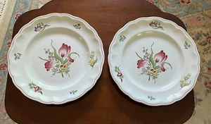 SPODE ENGLAND MARLBOROUGH SPRAYS 2 DINNER PLATES 2 TULIPS MOTIF VGUC - Picture 1 of 11