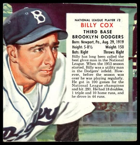Billy Cox | 1954 Red Man #NL2 | No Tab | Excellent - Picture 1 of 2