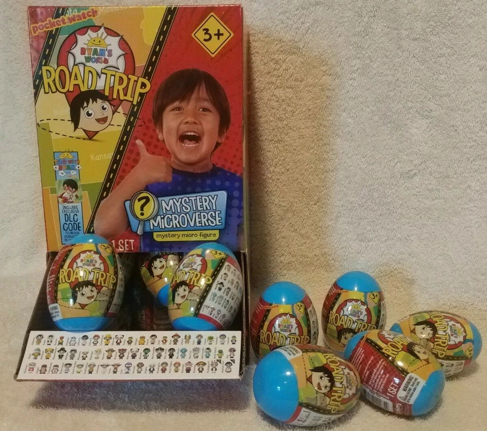2x Ryan's World Toys Road Trip Micro Mystery Eggs Surprises Figures