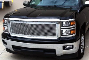 14-15 Chevy Silverado 1500 Chrome Front Hood Rivet+Mesh Grille+Replacement Shell - Picture 1 of 2