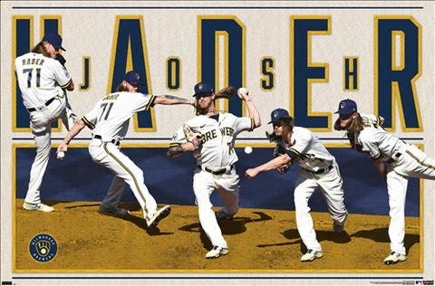 Josh Hader LIGHTS OUT Milwaukee Brewers MLB Baseball Action 22x34 Wall POSTER Cover