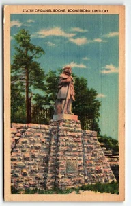Postcard Daniel Boone Statue Boonesboro Kentucky KY 1945 UNP - Picture 1 of 2
