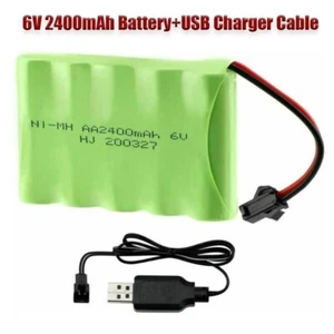 6V 2400mAh Ni-MH Battery Pack w/SM-2P 2Pin Plug and USB Charger Cable for RC Car - Picture 1 of 15