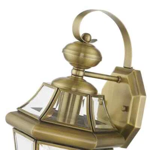 Cresthill 14 in. 1-Light Antique Brass Outdoor Hardwired Wall Lantern Sconce wit - Picture 1 of 7
