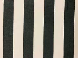 Black & White Striped DRALON Outdoor Teflon Upholstery Curtain Fabric 160cm Wide - Picture 1 of 3