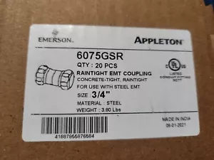 Caja de 20) Acoplamiento EMT impermeable Emerson Appleton 6075GSR 3/4 - Imagen 1 de 1