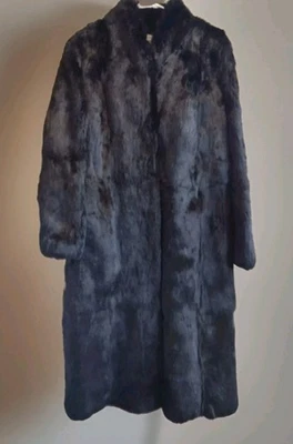 Vintage Evans Black Full Length Natural Rabbit Fur Coat Womens Sz 12 - Image 1 of 4