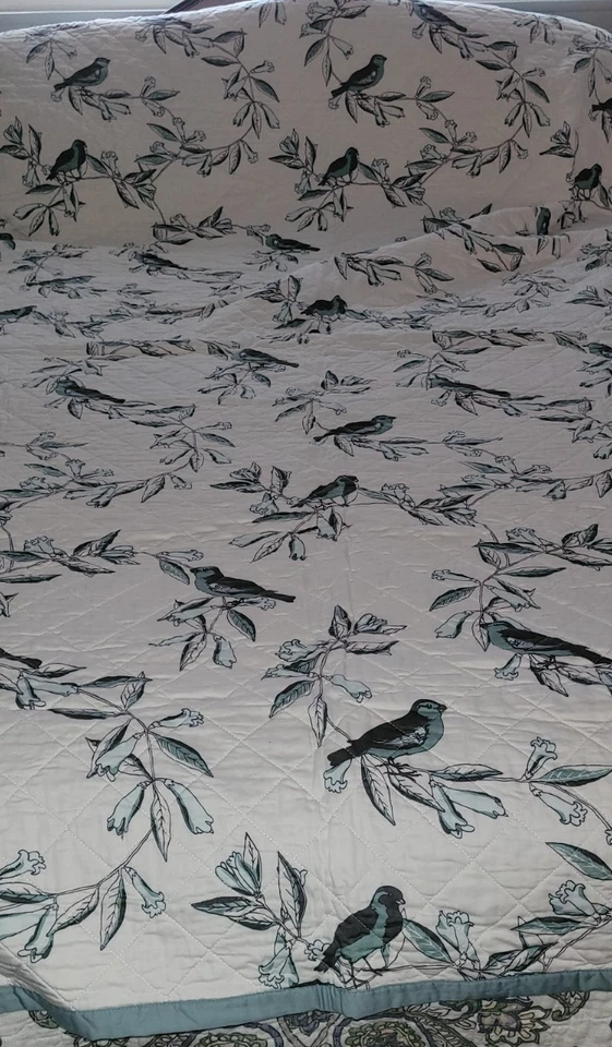 Colcha edredón reversible Dwell Studio by Target King pájaros blanco azul 88x104 Foto 1 de 4