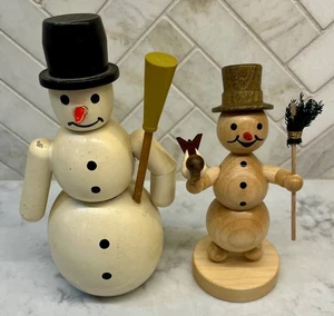 Two Wood German Snowmen - Erzebirge - Picture 1 of 4