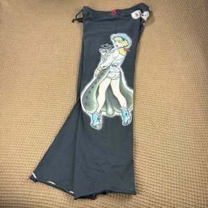 Rare Y2K Lucky Brand Cowgirl Joggers XS Tattoo Graphic Faded Sweatpants 32x30 - Picture 1 of 15