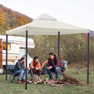 2 Tier 9.76x9.76' Gazebo Canopy Top Replacement Patio Cover Outdoor Garden Ivory - Picture 1 of 8
