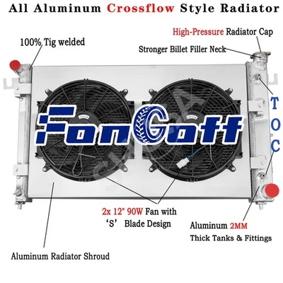 4 Row Radiator+Shroud Fan For 1998-2002 Dodge Ram 1500 2500 3500 5.9L V8 GAS Foto 1 de 4
