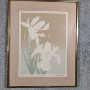 Serigrafía en relieve firmada por David Allgood "Iris" de colección 1981 enmarcada 16" x 20" certificado de autenticidad - Imagen 1 de 7