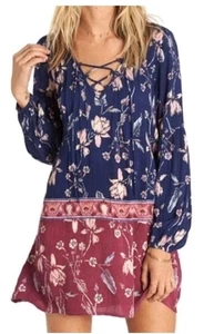 BillaBong Just Like You Dress Starry Night Long Sleeve Size Small Boho Flowy - Picture 1 of 9