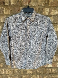 CINCH Boys Gray & White Paisley Pearl Snap L/S Western Shirt Size Small 6-8 - Picture 1 of 3