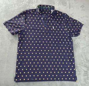 William Murray Golf Cocktail Drink Print Pattern Polo Shirt XL Mens Blue •mark - Picture 1 of 16