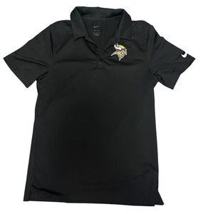 Minnesota Vikings Polo Shirt Nike Dri-Fit Black Short Sleeve On Field Men's S - Picture 1 of 5