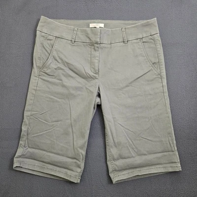 LOFT Women 10 Gray Marisa FLat Front Chino Bermuda Shorts NWT - Image 1 of 4