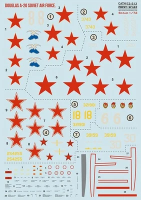 1/72 A-20 Boston Soviet Air Force WWII Decals – Print Scale 72-513 - Image 1 of 3