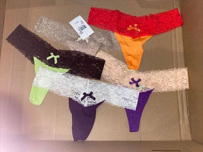 BRAND NEW Honeydew Intimates Lace Trim Thong Stretch Size S-M 5 Pack Retail $40 - Image 1 of 4