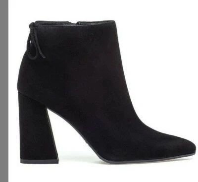 Stuart Weitzman Grandiose Black Suede Block Heels Ankle Boots Size 6.5 M - Image 1 of 4