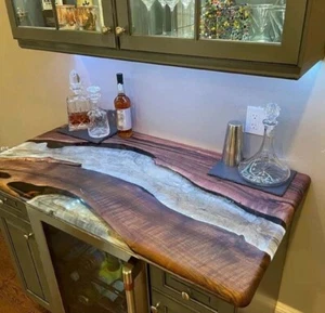 36"x24" Gray Epoxy Table, Live Edge Table Top, Dining Table, Coffee Table Top - Picture 1 of 4