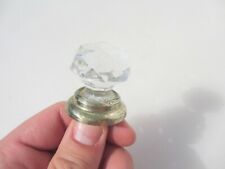 Victorian Cut Glass Cupboard Knob Handle Pull Cabinet Old Brass Antique Vintage