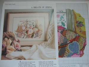 A BREATH OF SPRING Counted Cross Stitch PATTERN Chart Quilt Basket Flowers - Picture 1 of 1