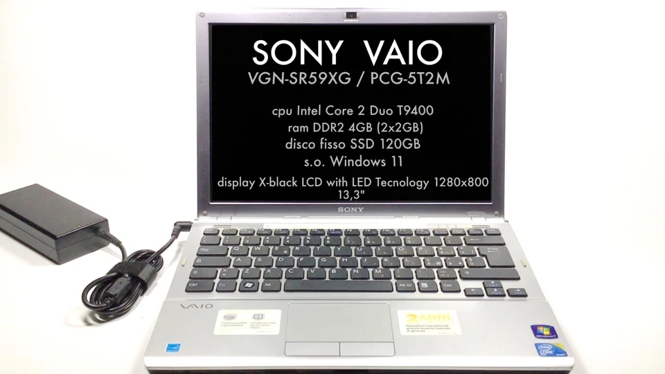Portatile notebook laptop Sony Vaio VGN-SR59XG cpu Intel  + SSD 120 GB  + WIN 11 - Immagine 1 di 4