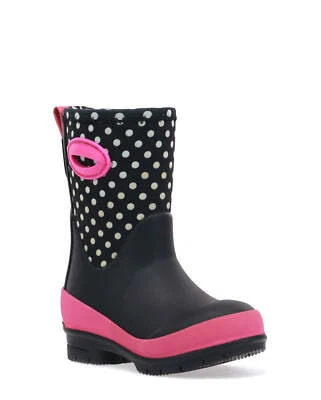 Western Chief Niños Neopreno Goma Botas Chloe Negro Punto Rosa Talla 1 Niño Pequeño Foto 1 de 4