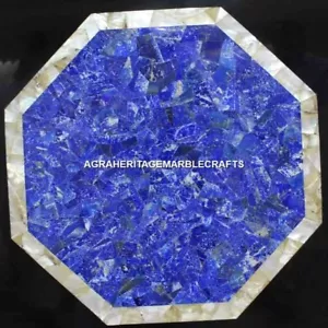 24 Zoll Marmor Couchtisch Lapislazuli Abalone Steinintarsien Kunst Ourdoor De... - Bild 1 von 8