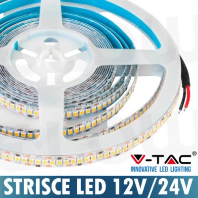 STRISCE LED VTAC IP20 IP65 12V 24V 5 METRI STRISCIA RGB CALDO NATURALE FREDDO - Immagine 1 di 4