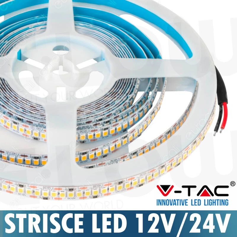 STRISCE LED VTAC IP20 IP65 12V 24V 5 METRI STRISCIA RGB CALDO NATURALE FREDDO - Immagine 1 di 4