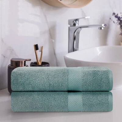 Роскошный современный комплект из 2 хлопковых ультрамягких полотенец для ванной Zero Twist - Изображение 1 из 3